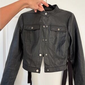 BCBGMaxAzria Black Faux Leather Moto Jacket